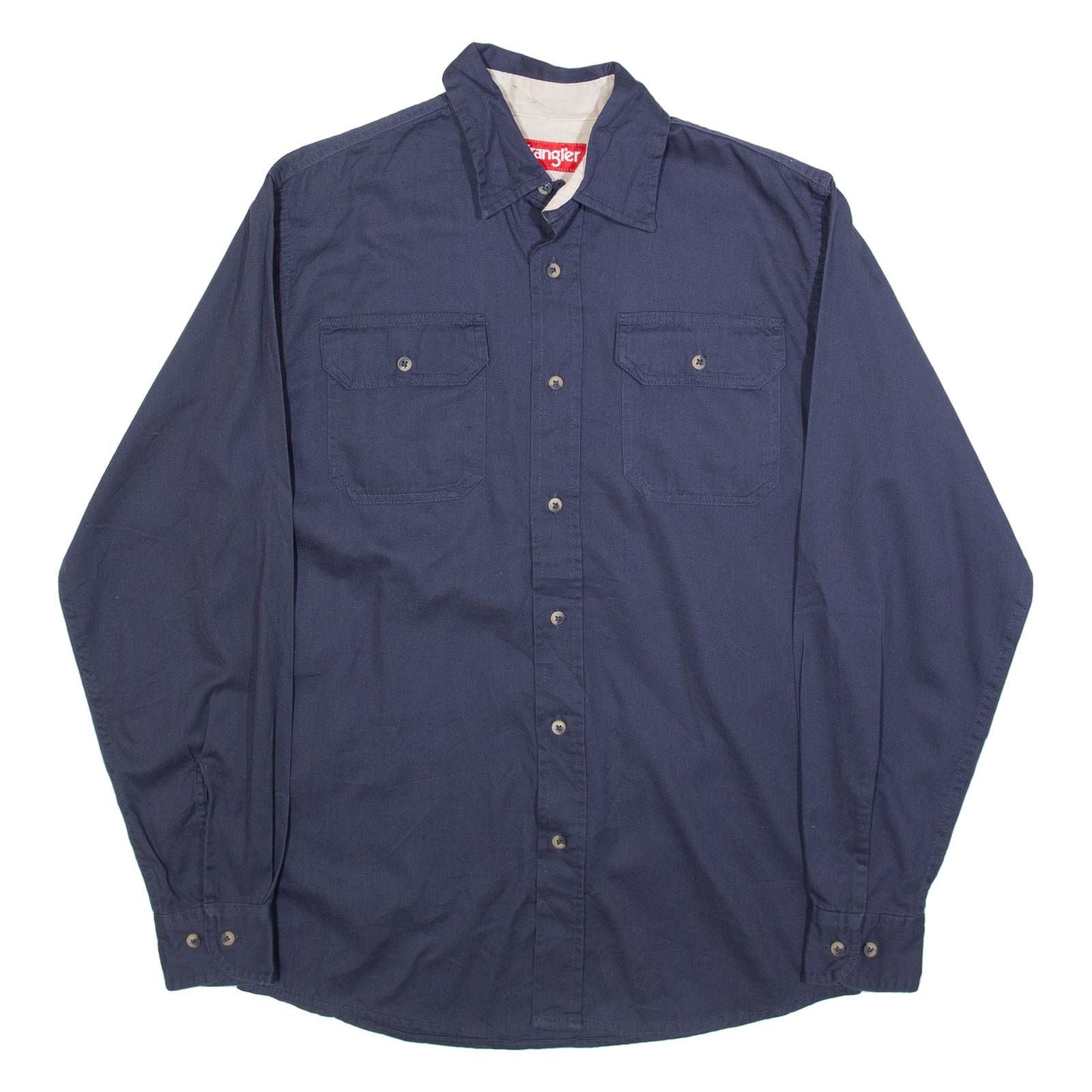 WRANGLER Mens Plain Shirt Blue Long Sleeve S