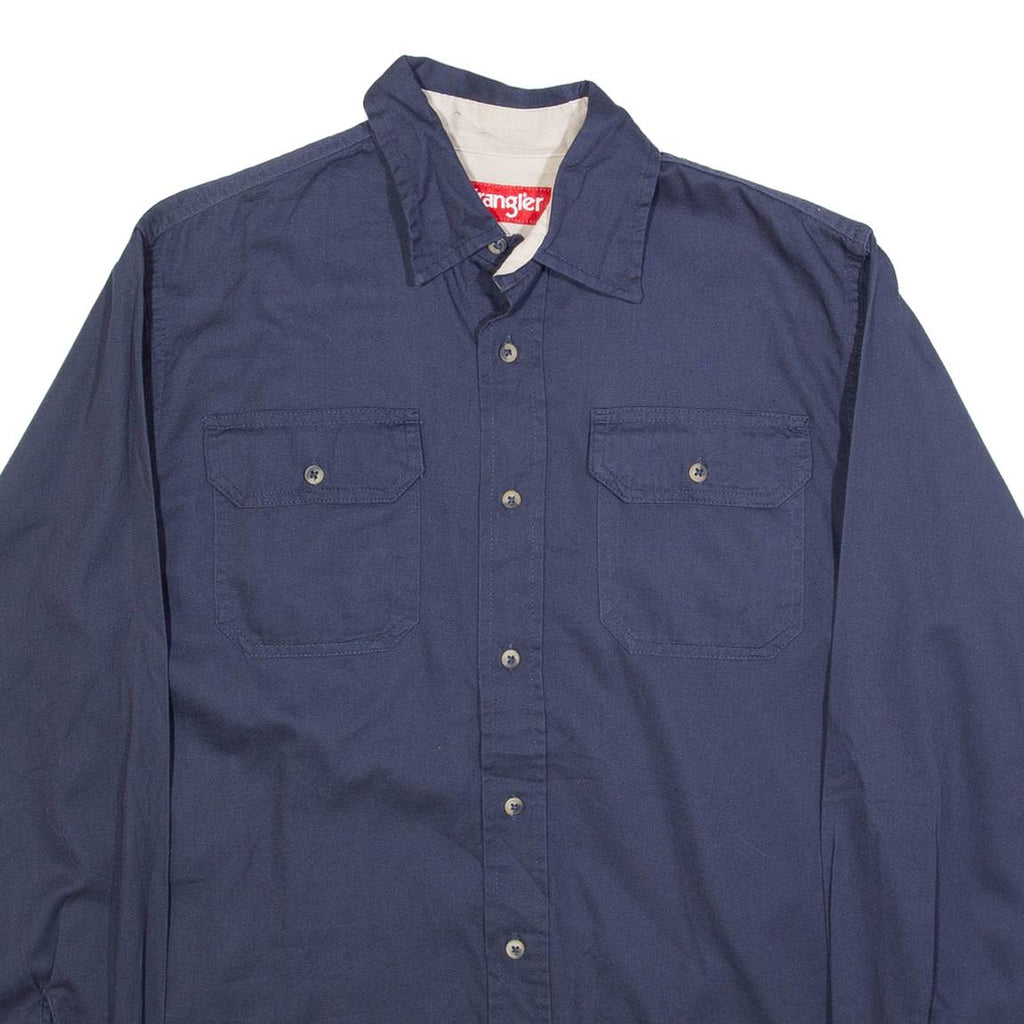 WRANGLER Mens Plain Shirt Blue Long Sleeve S