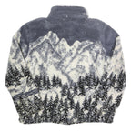 EGO Womens Grey & Cream Mountain Scene Zip Jacket L Acrylic Blend Winter Outdoor