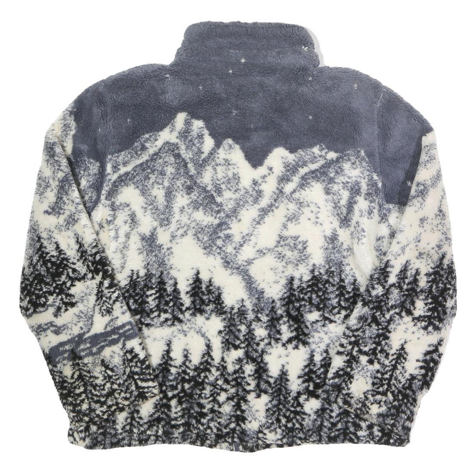 EGO Womens Grey & Cream Mountain Scene Zip Jacket L Acrylic Blend Winter Outdoor