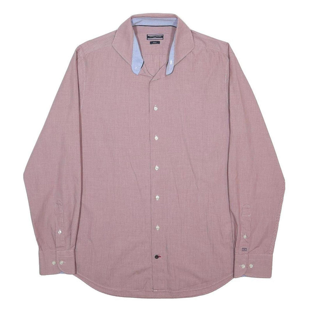 TOMMY HILFIGER Mens Pink Cotton Shirt L Button Collar Long Sleeve Formal