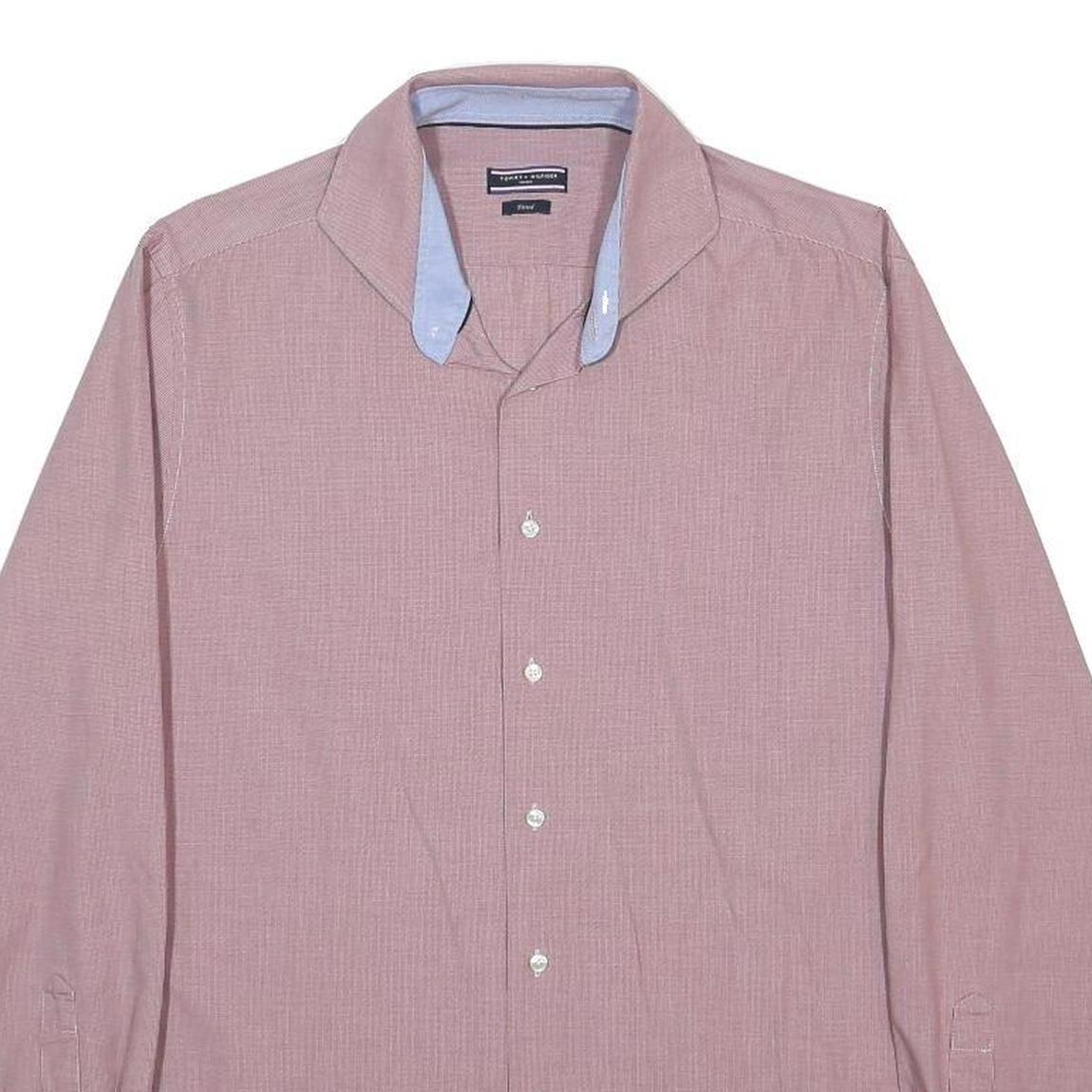 TOMMY HILFIGER Mens Pink Cotton Shirt L Button Collar Long Sleeve Formal