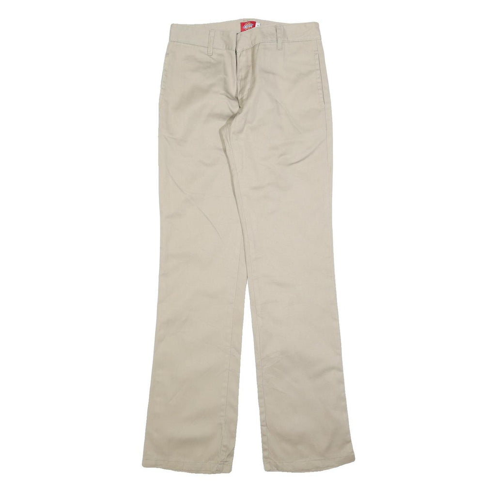 DICKIES Womens Cotton Blend Beige Regular Fit Straight Trousers W28 L32 Workwear