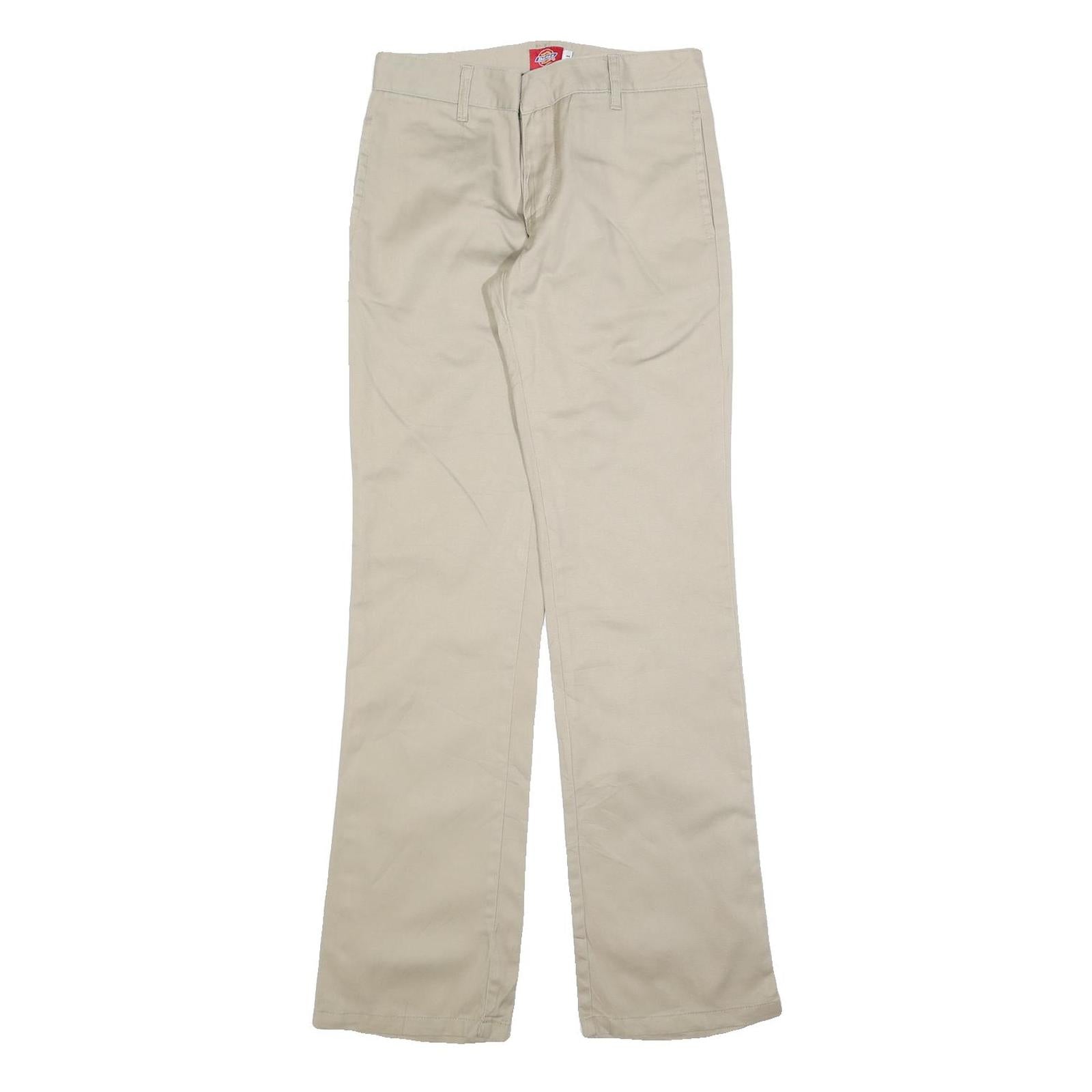 DICKIES Womens Cotton Blend Beige Regular Fit Straight Trousers W28 L32 Workwear