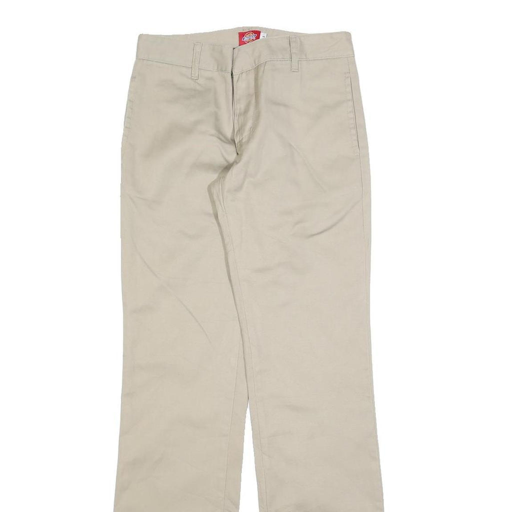 DICKIES Womens Cotton Blend Beige Regular Fit Straight Trousers W28 L32 Workwear