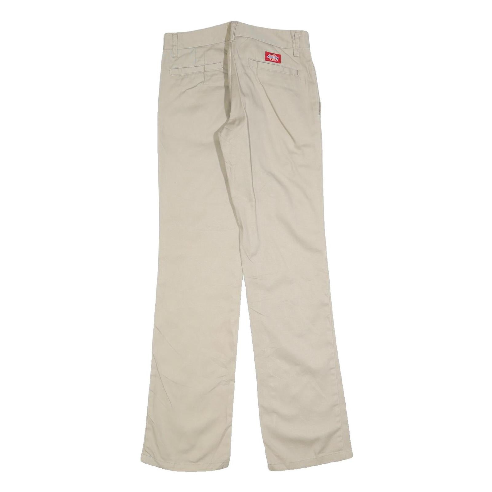 DICKIES Womens Cotton Blend Beige Regular Fit Straight Trousers W28 L32 Workwear