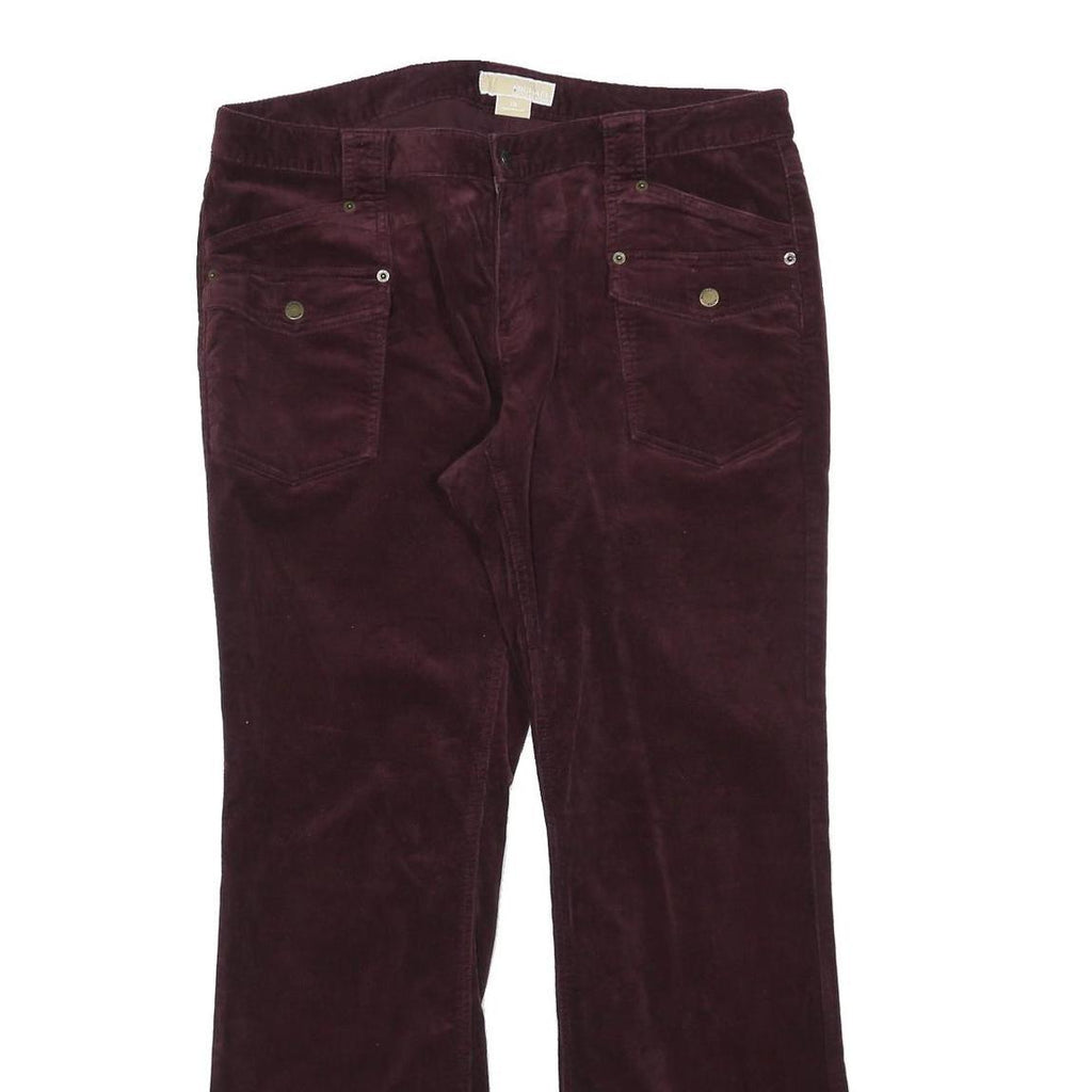 MICHAEL KORS Womens Cotton Blend Burgundy Regular Fit Straight Leg Trousers W38