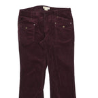 MICHAEL KORS Womens Cotton Blend Burgundy Regular Fit Straight Leg Trousers W38