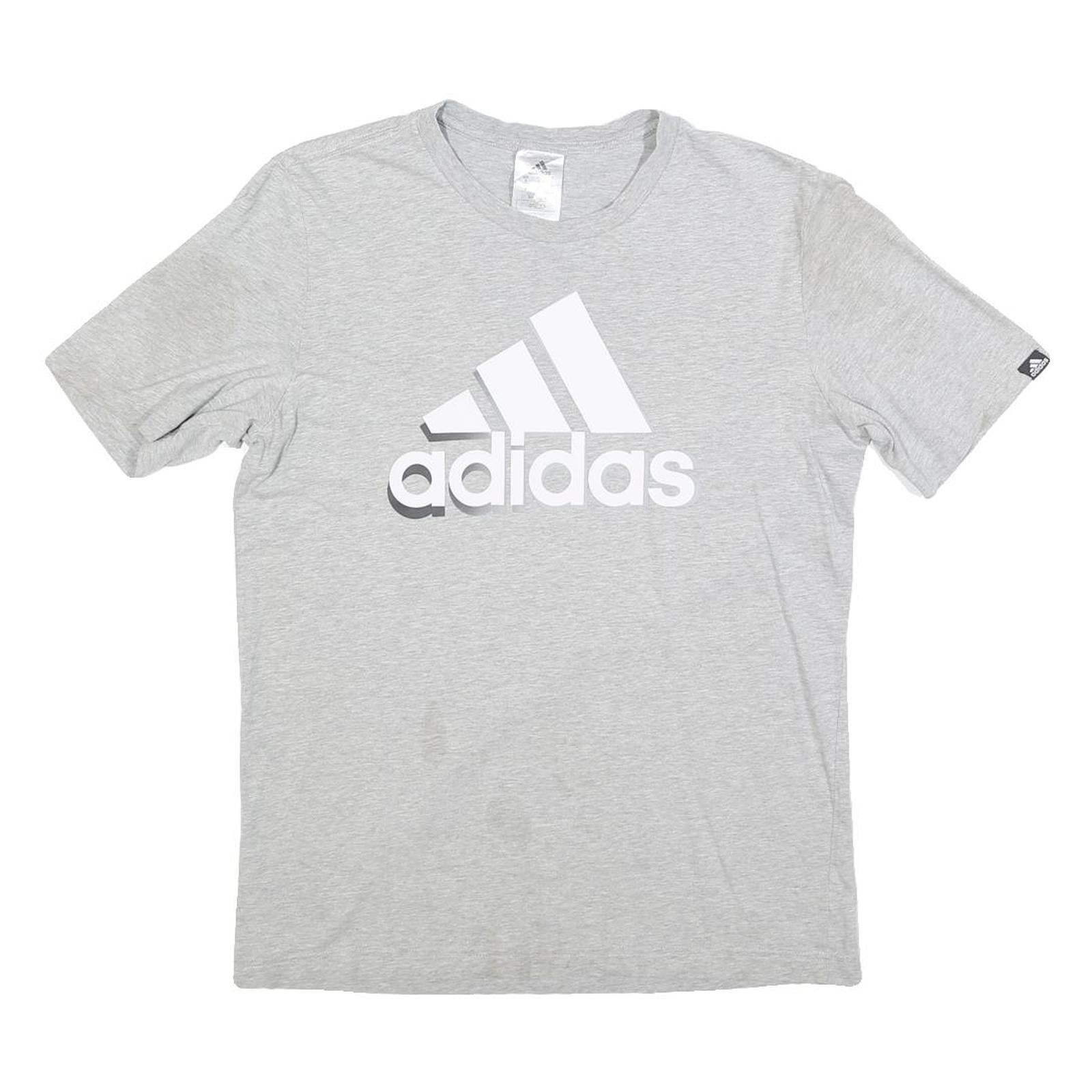 ADIDAS Mens Grey T-Shirt S Short Sleeve Crew Neck Logo Sportswear