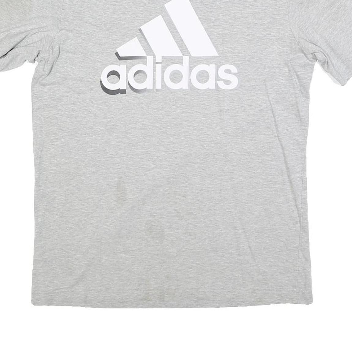 ADIDAS Mens Grey T-Shirt S Short Sleeve Crew Neck Logo Sportswear