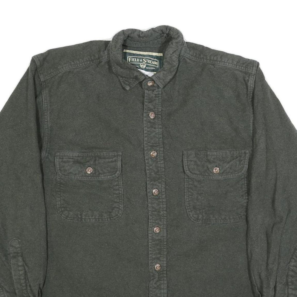 FIELD & STREAM Mens Grey Cotton Blend Shirt M Button Pocket Casual Outdoor
