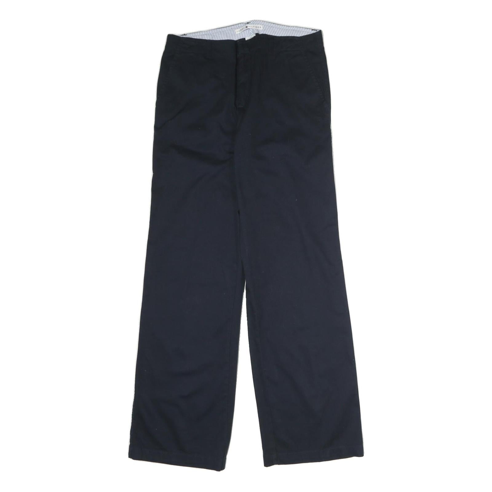 TOMMY HILFIGER Mens Cotton Blend Navy Relaxed Straight Trousers W32 L33 Casual