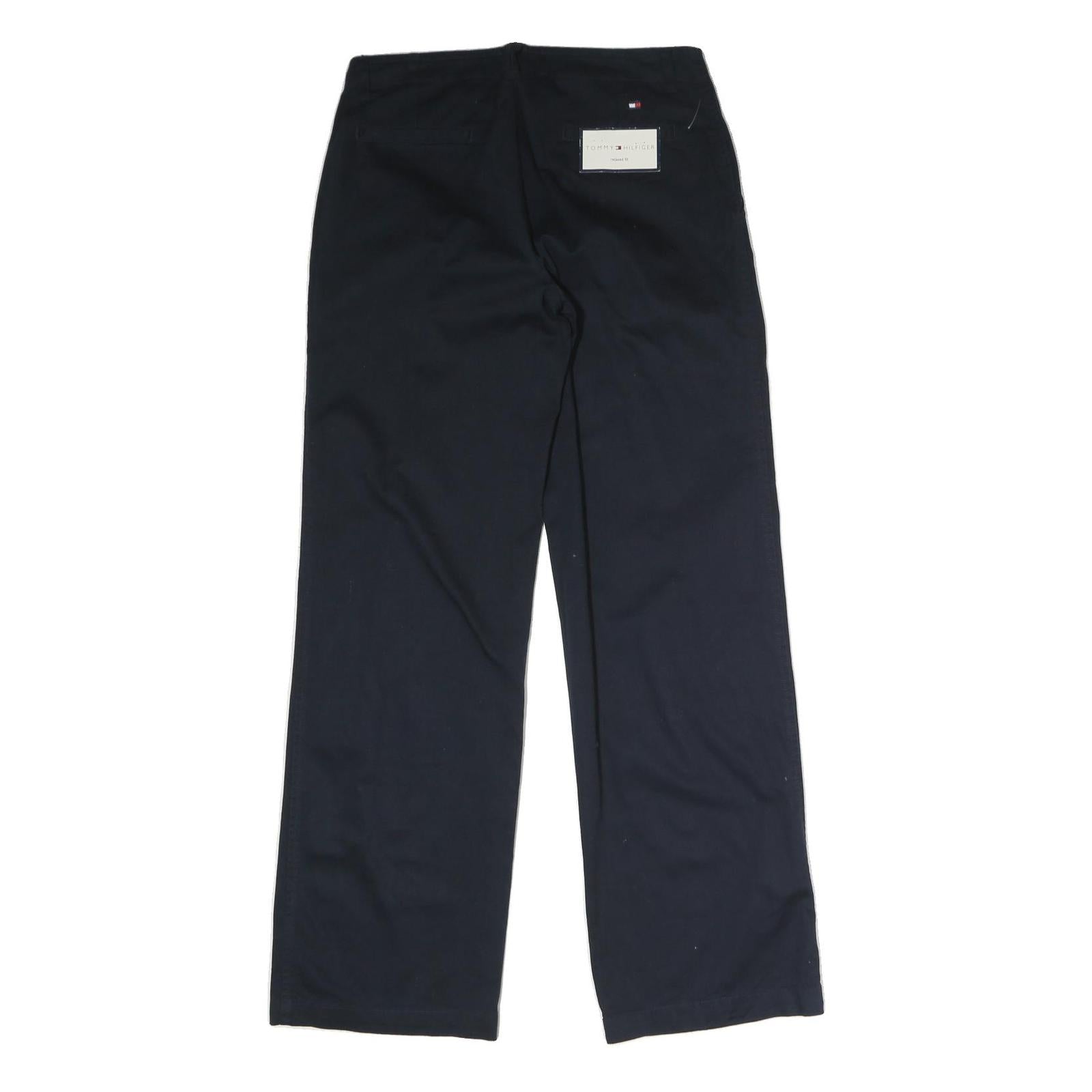 TOMMY HILFIGER Mens Cotton Blend Navy Relaxed Straight Trousers W32 L33 Casual