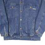 JEANS Mens Blue Cotton Blend Denim Jacket M Button Plain Sherpa Collar