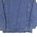 JEANS Mens Blue Cotton Blend Denim Jacket M Button Plain Sherpa Collar
