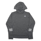 ADIDAS Womens Grey Hoodie S Cotton Blend Pullover Casual Sportswear