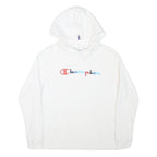 CHAMPION Womens White Hoodie S Colourblock Cotton Blend Casual Pullover