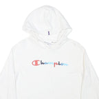 CHAMPION Womens White Hoodie S Colourblock Cotton Blend Casual Pullover