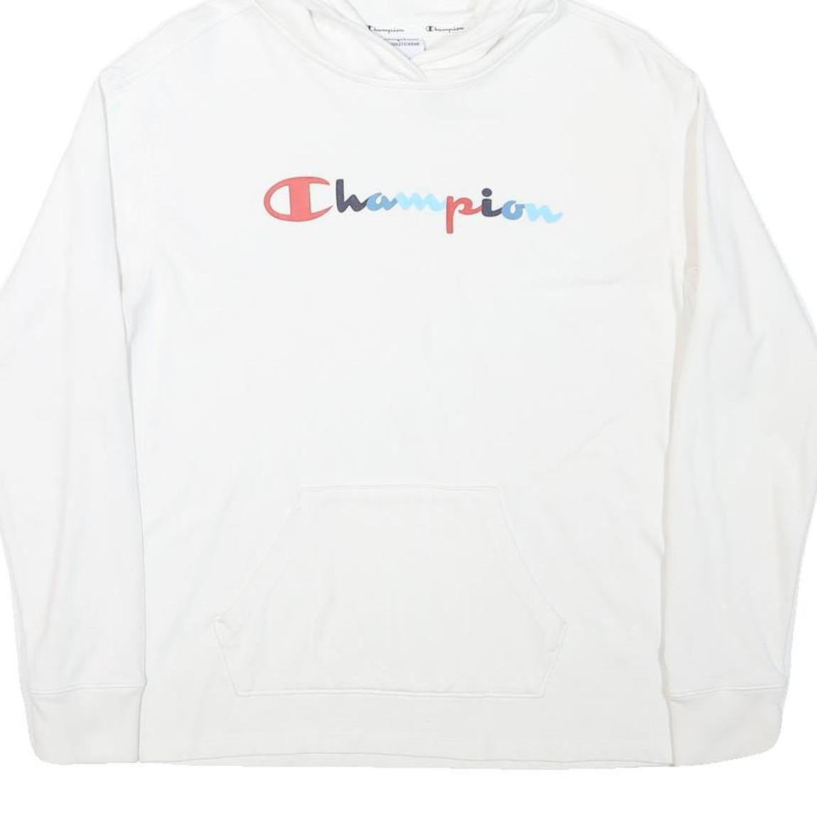 CHAMPION Womens White Hoodie S Colourblock Cotton Blend Casual Pullover