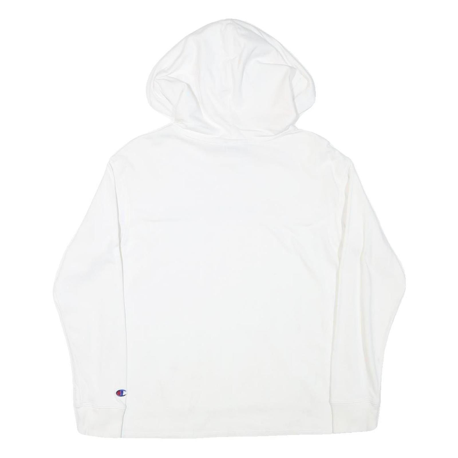 CHAMPION Womens White Hoodie S Colourblock Cotton Blend Casual Pullover