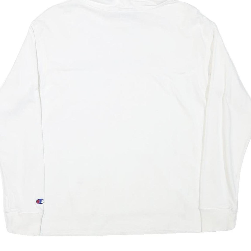 CHAMPION Womens White Hoodie S Colourblock Cotton Blend Casual Pullover