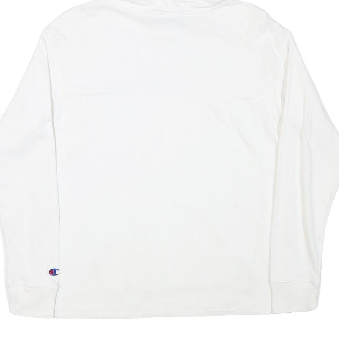 CHAMPION Womens White Hoodie S Colourblock Cotton Blend Casual Pullover