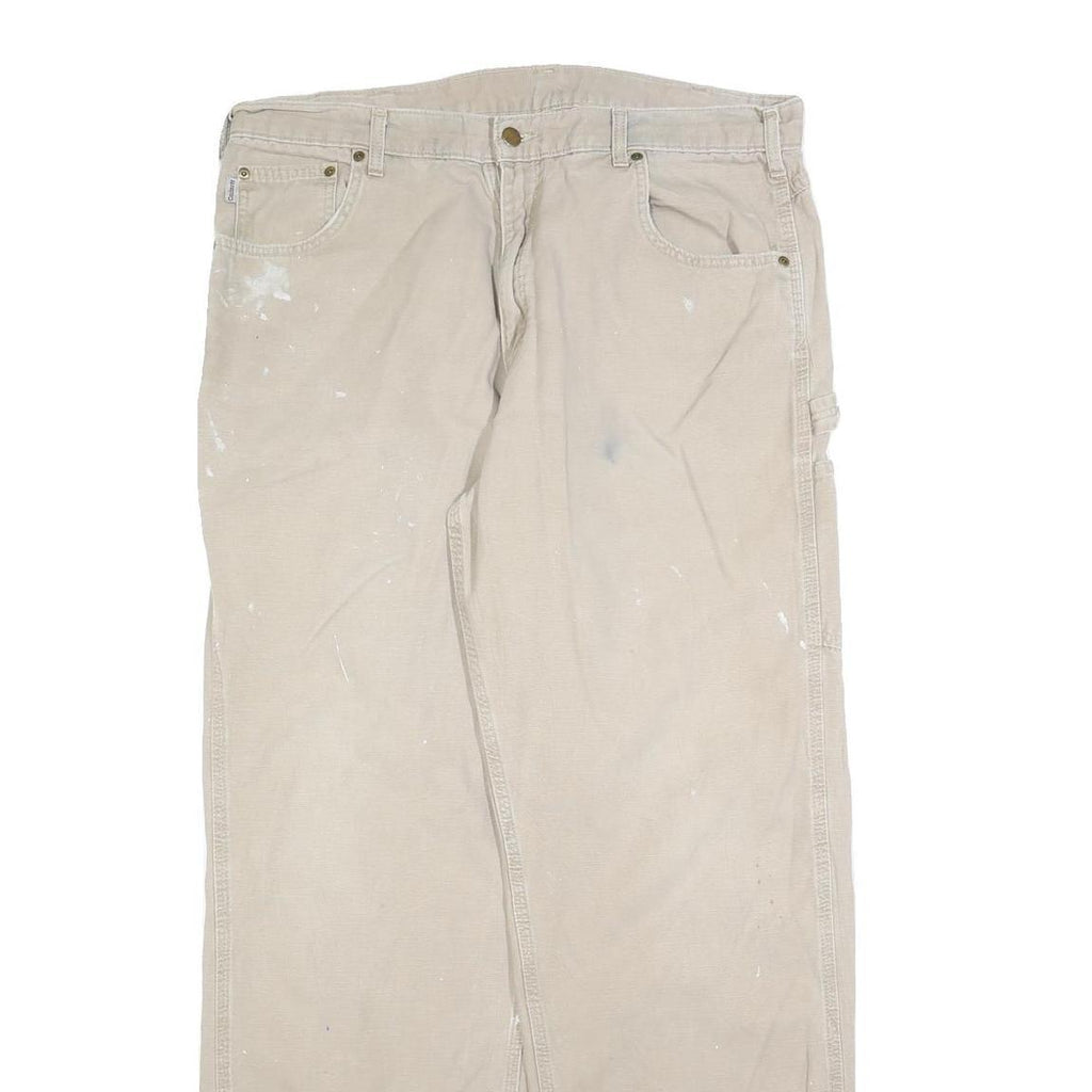 CARHARTT Mens Relaxed Beige Cotton Blend Relaxed Leg Trousers W38 L34 Workwear