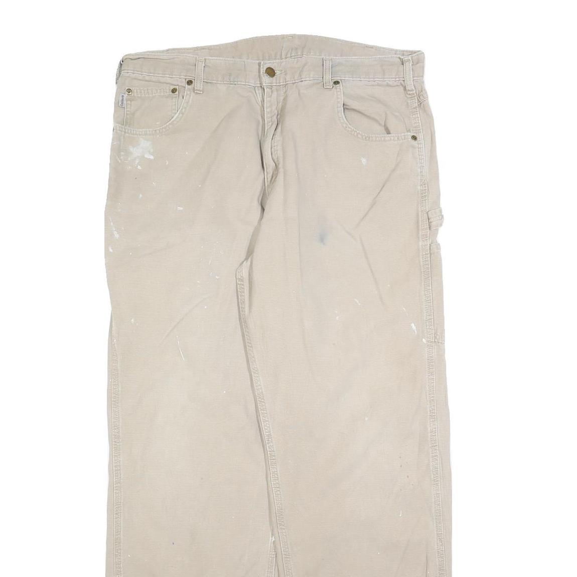 CARHARTT Mens Relaxed Beige Cotton Blend Relaxed Leg Trousers W38 L34 Workwear