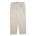 CARHARTT Mens Relaxed Beige Cotton Blend Relaxed Leg Trousers W38 L34 Workwear