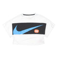 NIKE Womens White & Black Cropped T-Shirt S Short Sleeve Crew Neck Sportswear