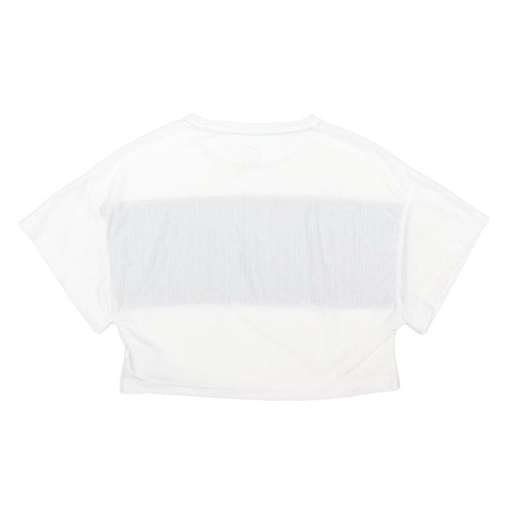 NIKE Womens White & Black Cropped T-Shirt S Short Sleeve Crew Neck Sportswear