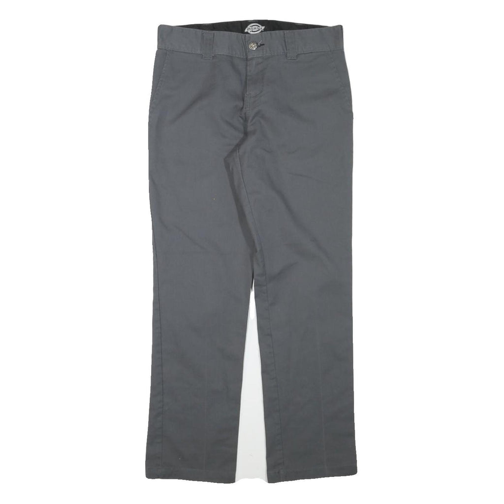 DICKIES Mens Cotton Blend Grey Regular Straight Trousers W30 L28 Workwear