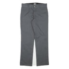 DICKIES Mens Cotton Blend Grey Regular Straight Trousers W30 L28 Workwear