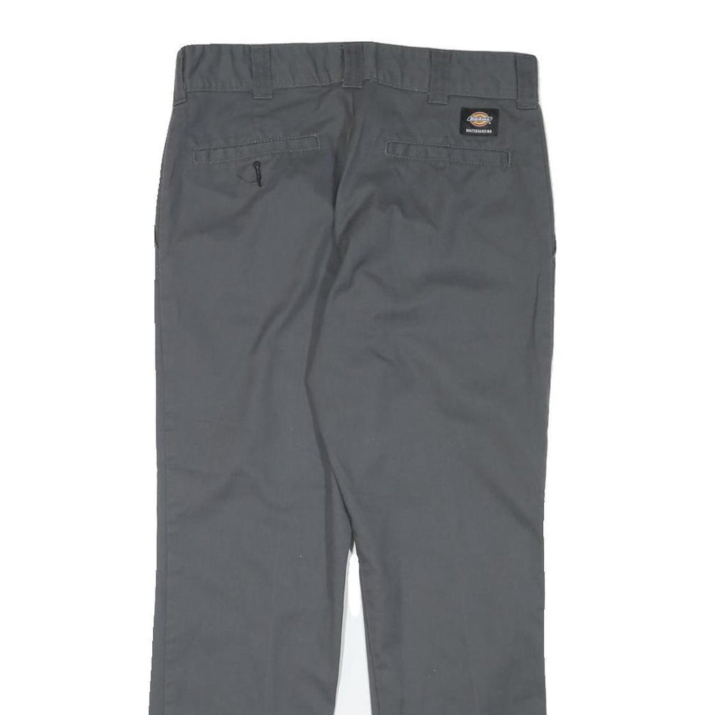 DICKIES Mens Cotton Blend Grey Regular Straight Trousers W30 L28 Workwear