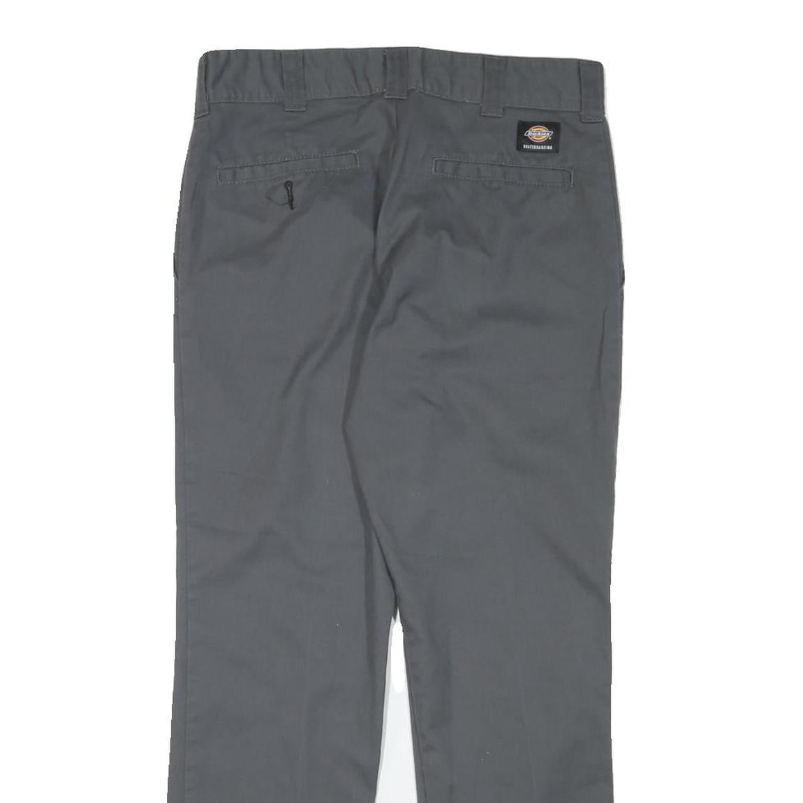 DICKIES Mens Cotton Blend Grey Regular Straight Trousers W30 L28 Workwear