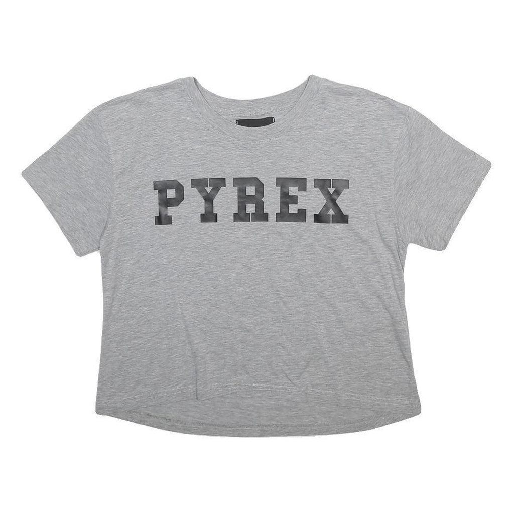 PYREX Womens Grey S Short Sleeve Crew Neck Graphic T-Shirt Cotton Blend