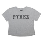 PYREX Womens Grey S Short Sleeve Crew Neck Graphic T-Shirt Cotton Blend