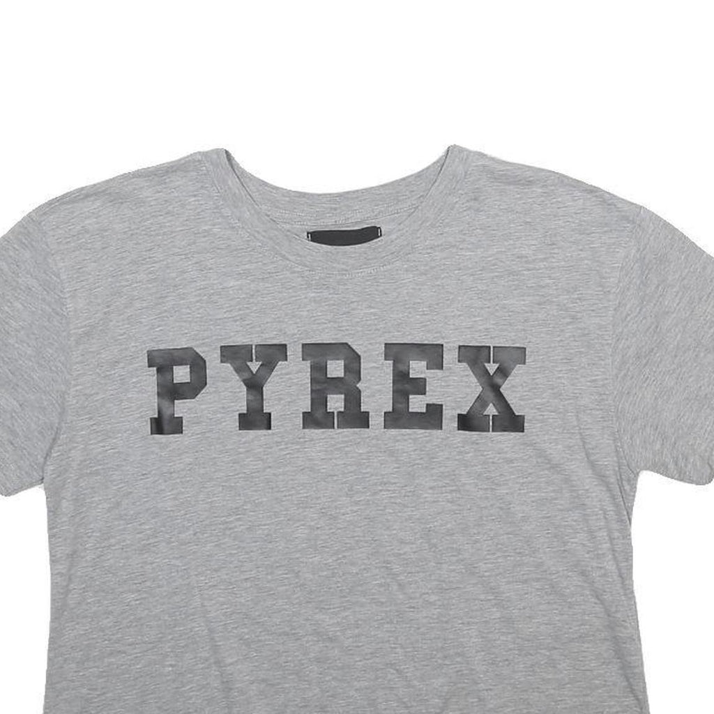 PYREX Womens Grey S Short Sleeve Crew Neck Graphic T-Shirt Cotton Blend