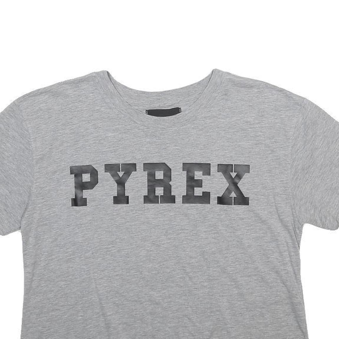 PYREX Womens Grey S Short Sleeve Crew Neck Graphic T-Shirt Cotton Blend