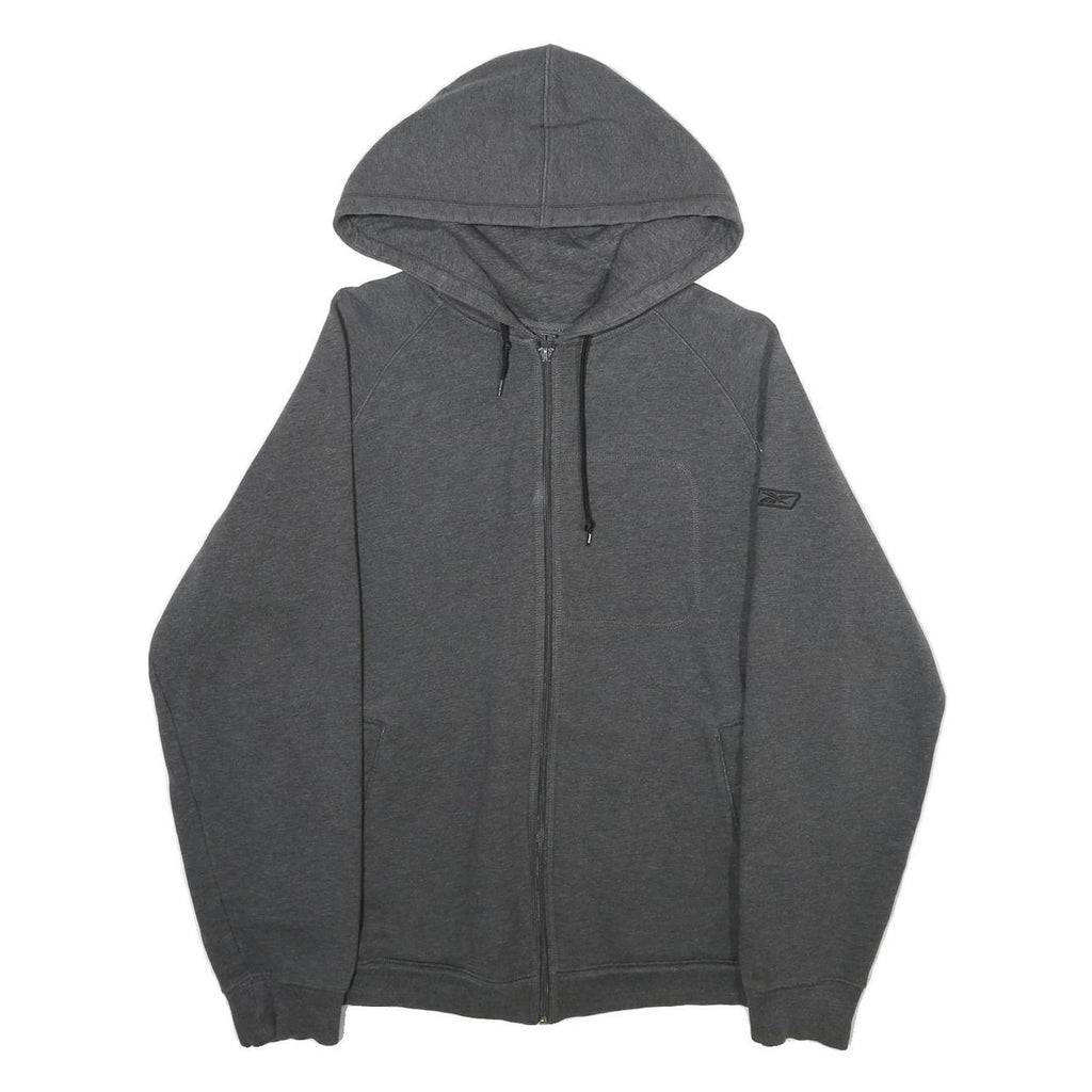 REEBOK Mens Grey Zip Up Hoodie S Cotton Blend Casual Athletic Wear