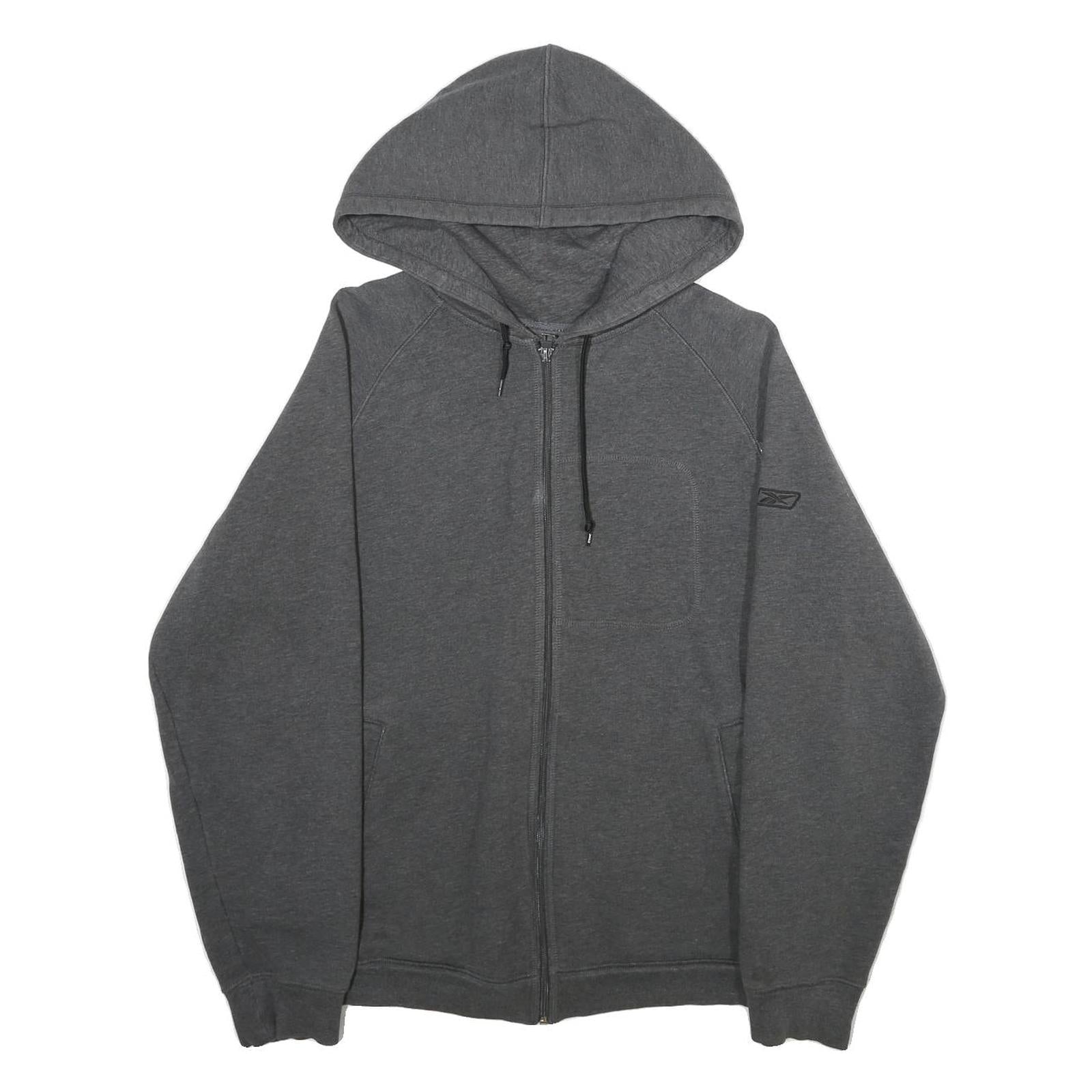 REEBOK Mens Grey Zip Up Hoodie S Cotton Blend Casual Athletic Wear