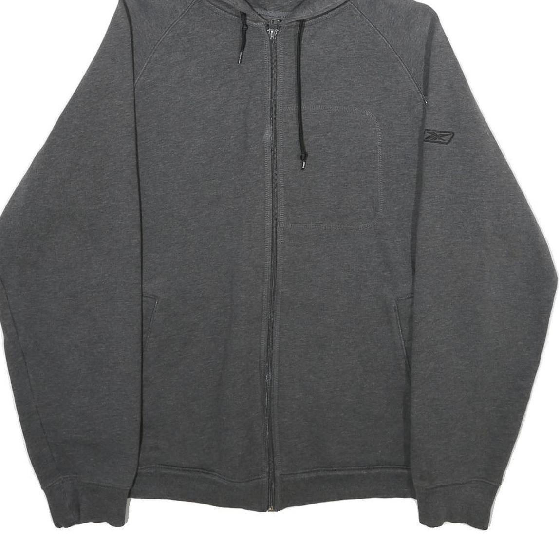 REEBOK Mens Grey Zip Up Hoodie S Cotton Blend Casual Athletic Wear