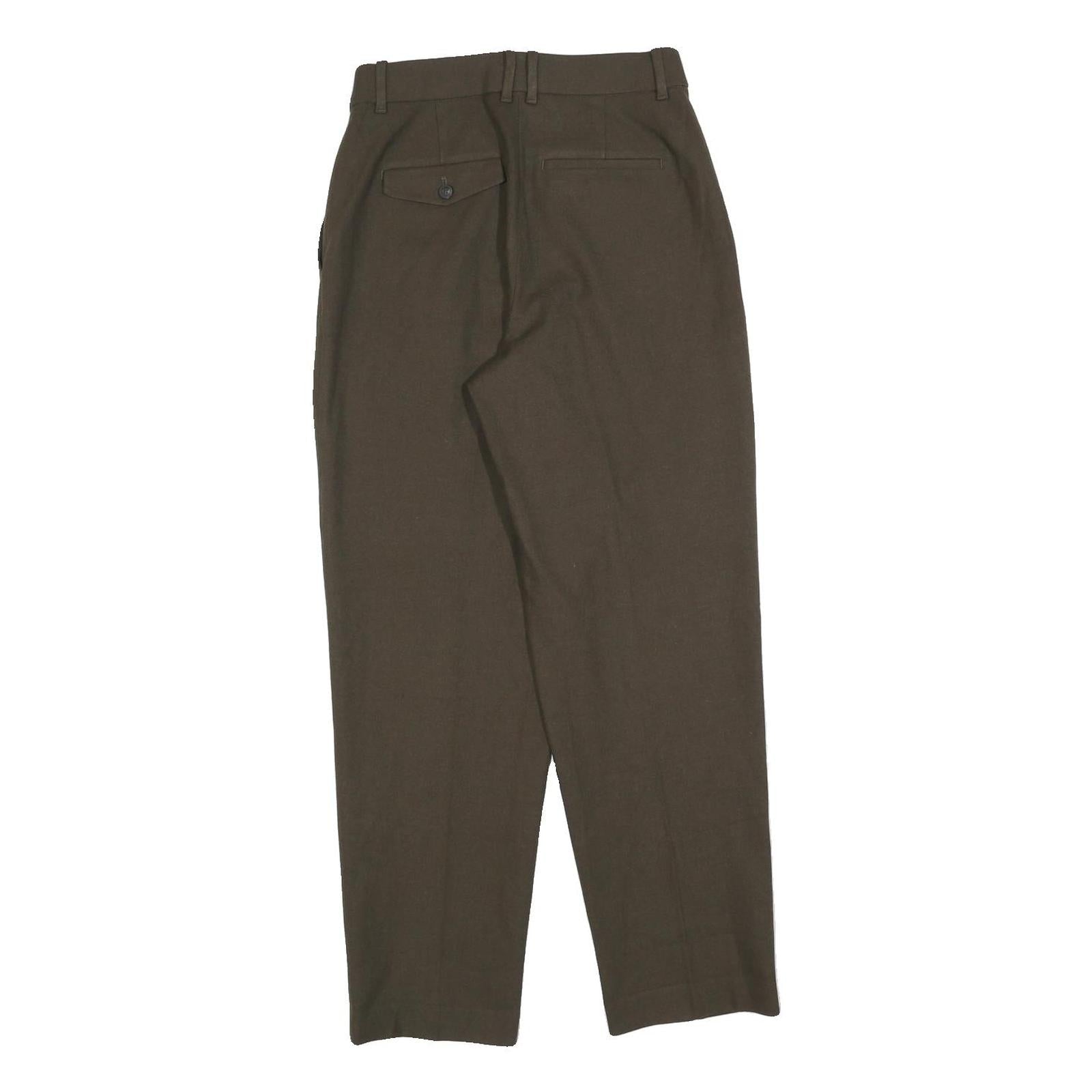 Womens Brown Regular Fit Straight Trousers W26 L28 Zip Closure Classic Style