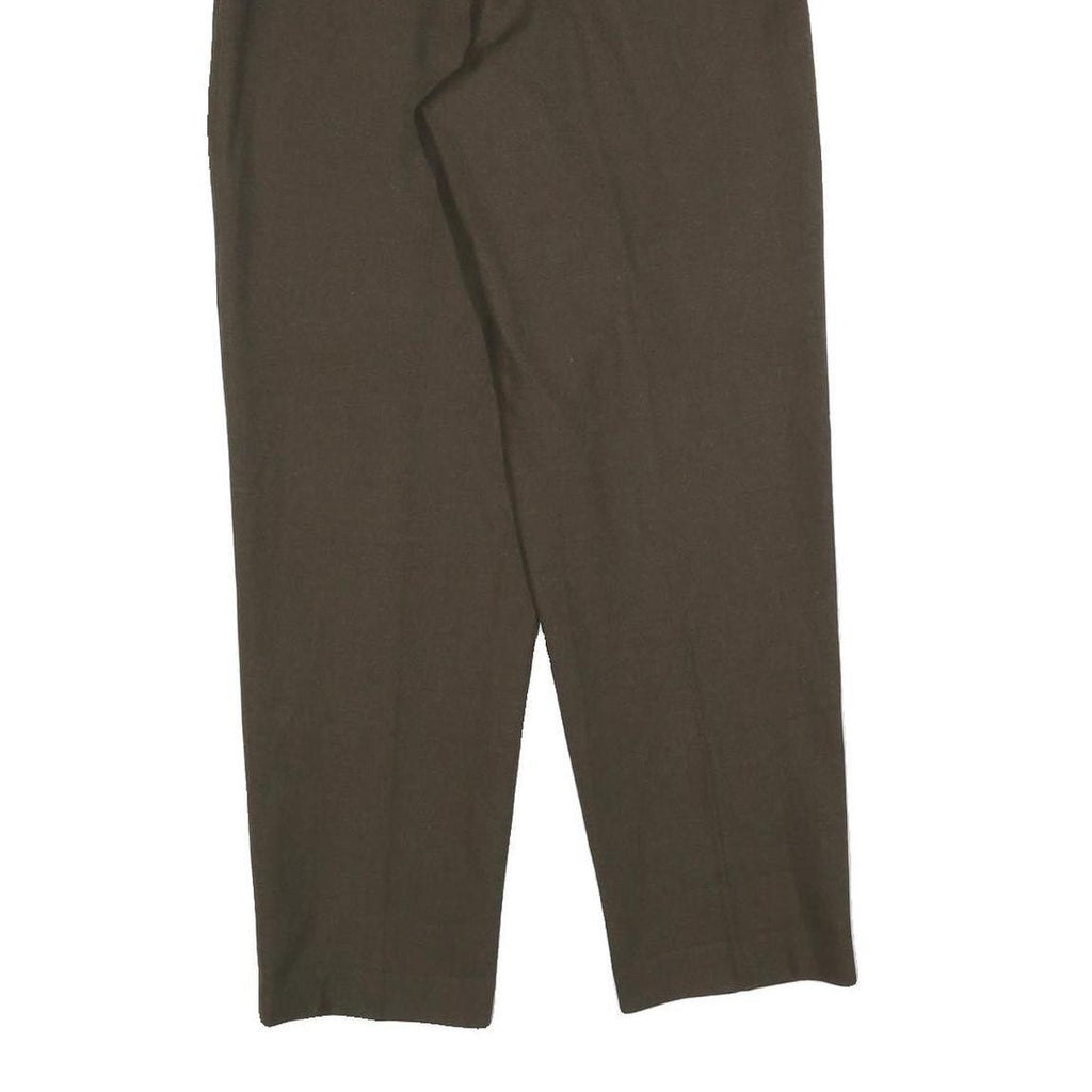 Womens Brown Regular Fit Straight Trousers W26 L28 Zip Closure Classic Style