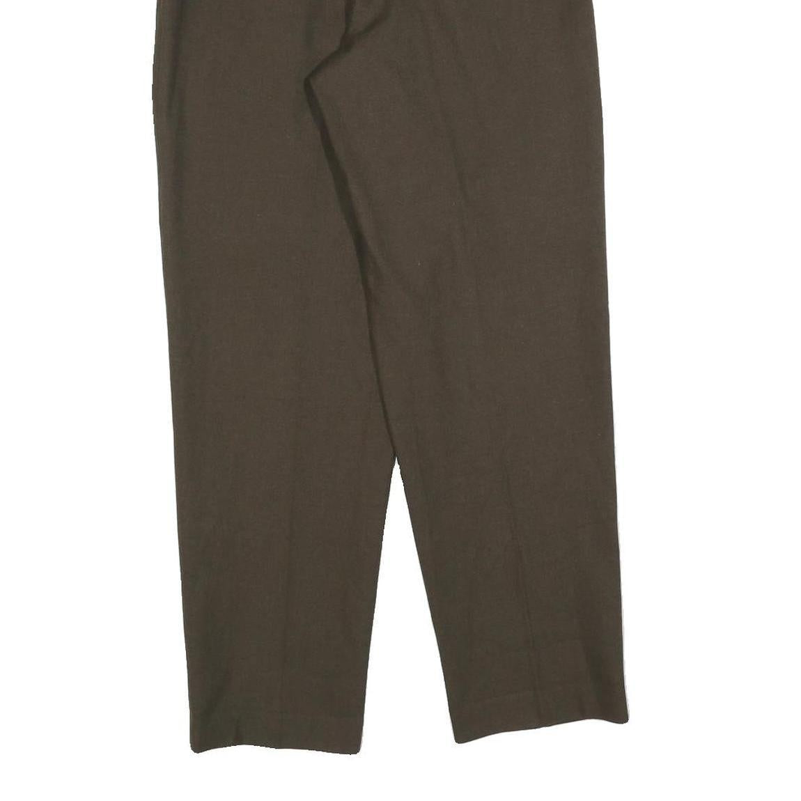 Womens Brown Regular Fit Straight Trousers W26 L28 Zip Closure Classic Style