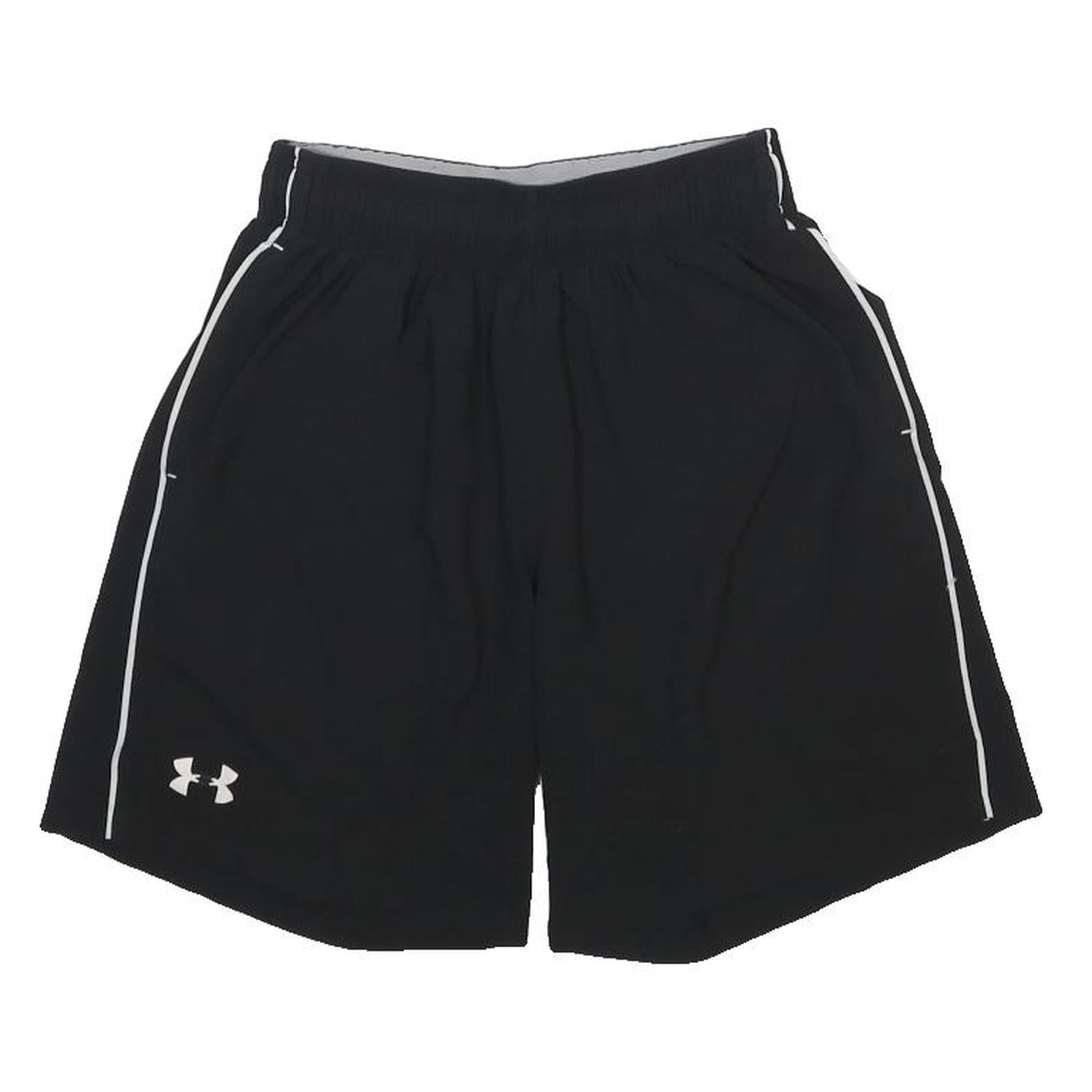 UNDER ARMOUR Mens Black Casual Shorts S W24 Piping Logo Gym Sportswear