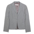 MARELLA Womens Grey Wool Blend Classic Jacket UK 8 Plain Tailored Blazer