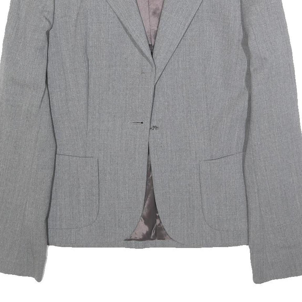MARELLA Womens Grey Wool Blend Classic Jacket UK 8 Plain Tailored Blazer