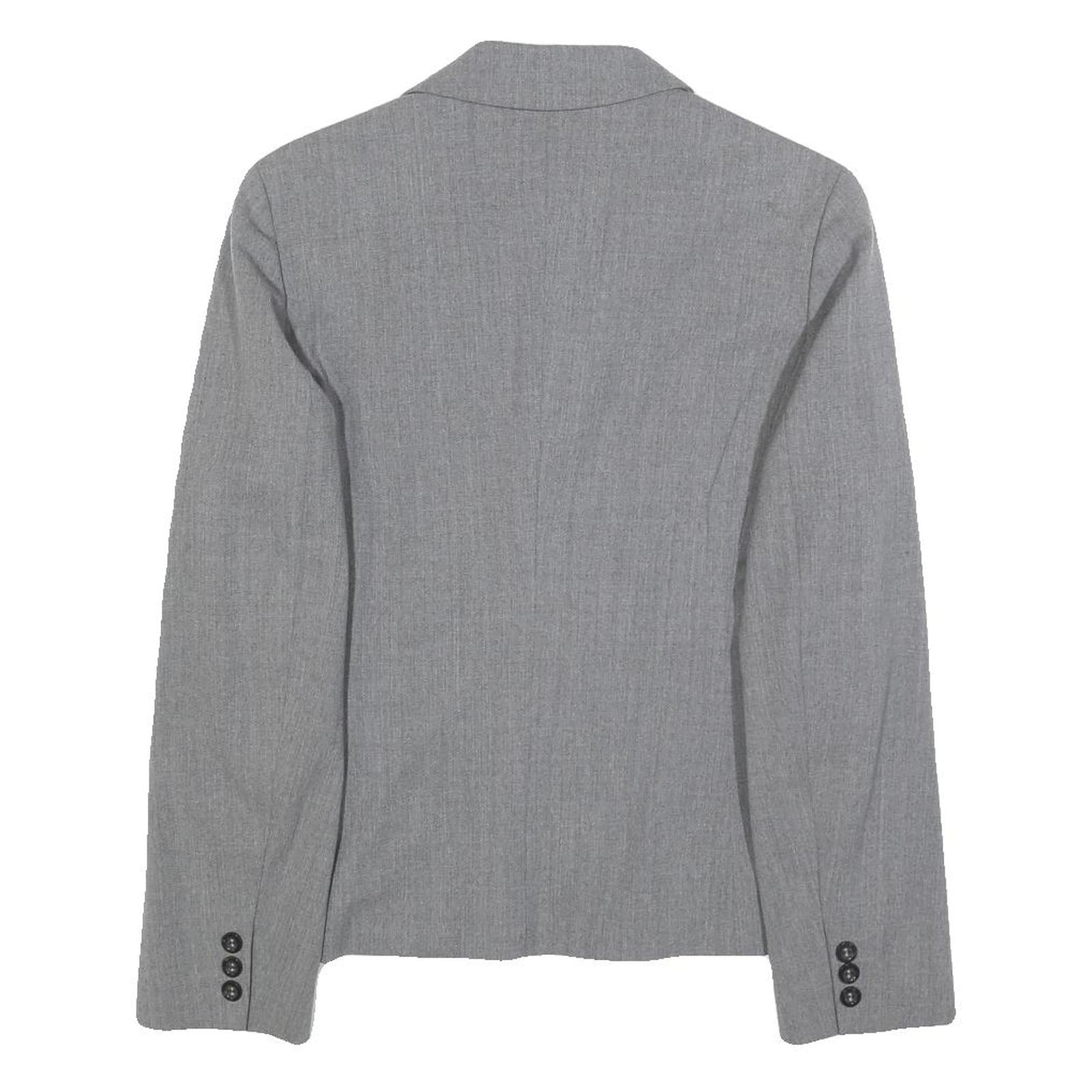 MARELLA Womens Grey Wool Blend Classic Jacket UK 8 Plain Tailored Blazer