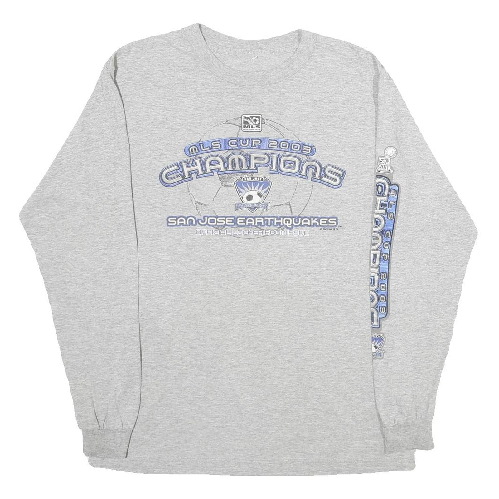 MLS Mens Grey San Jose Earthquakes Champions Long Sleeve Crew Neck Football